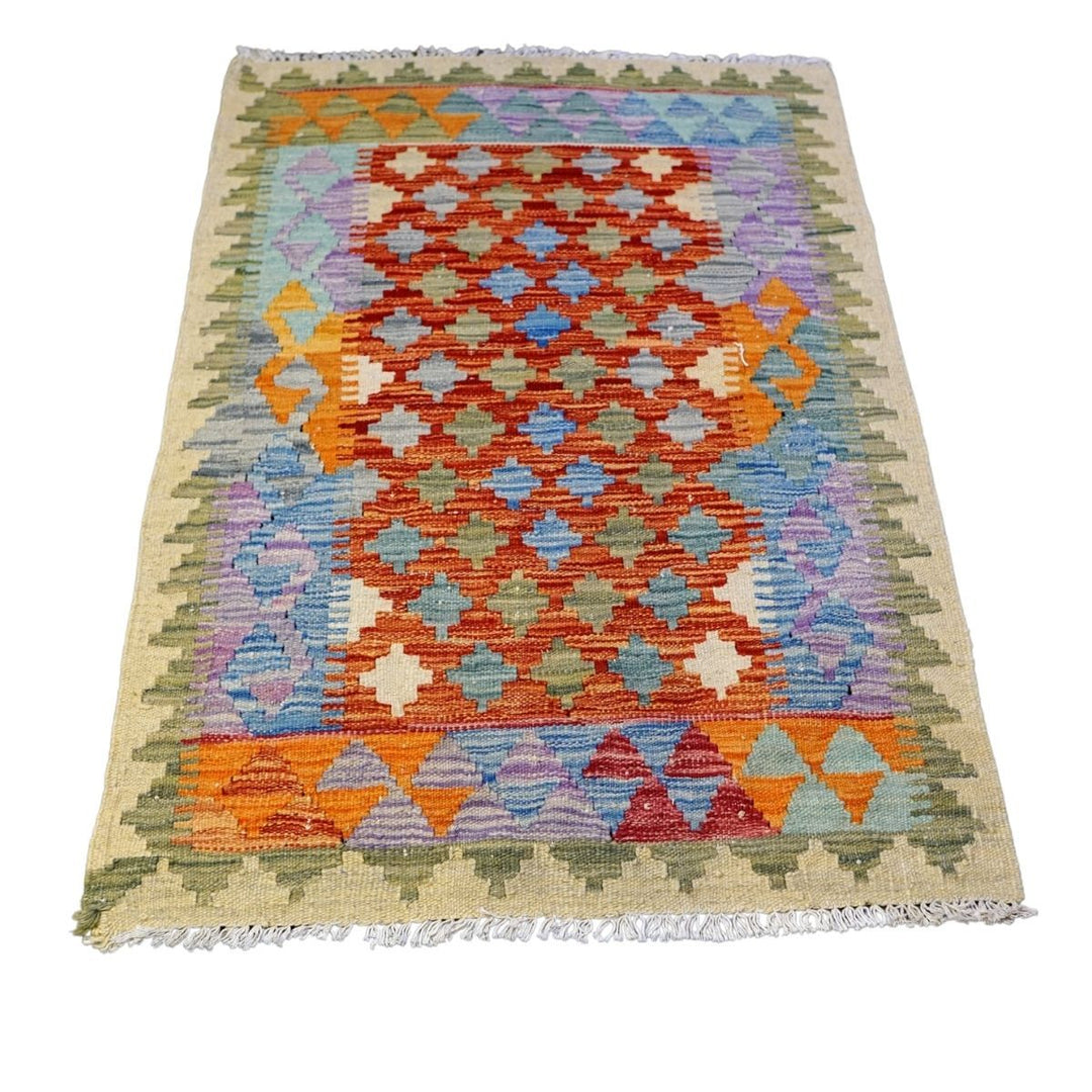 Colourful Bohemian Kilim - Size: 4.0 x 2.9 - Imam Carpets - Online Shop