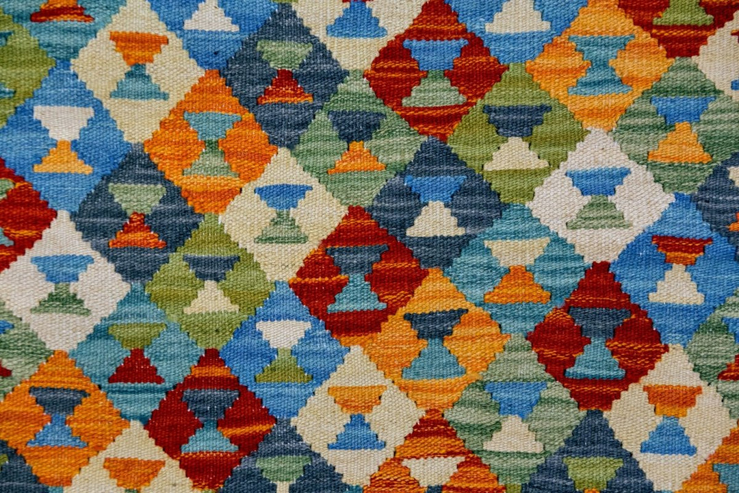 Colourful Bohemian Kilim - Size: 4.10 x 3.5 - Imam Carpets - Online Shop