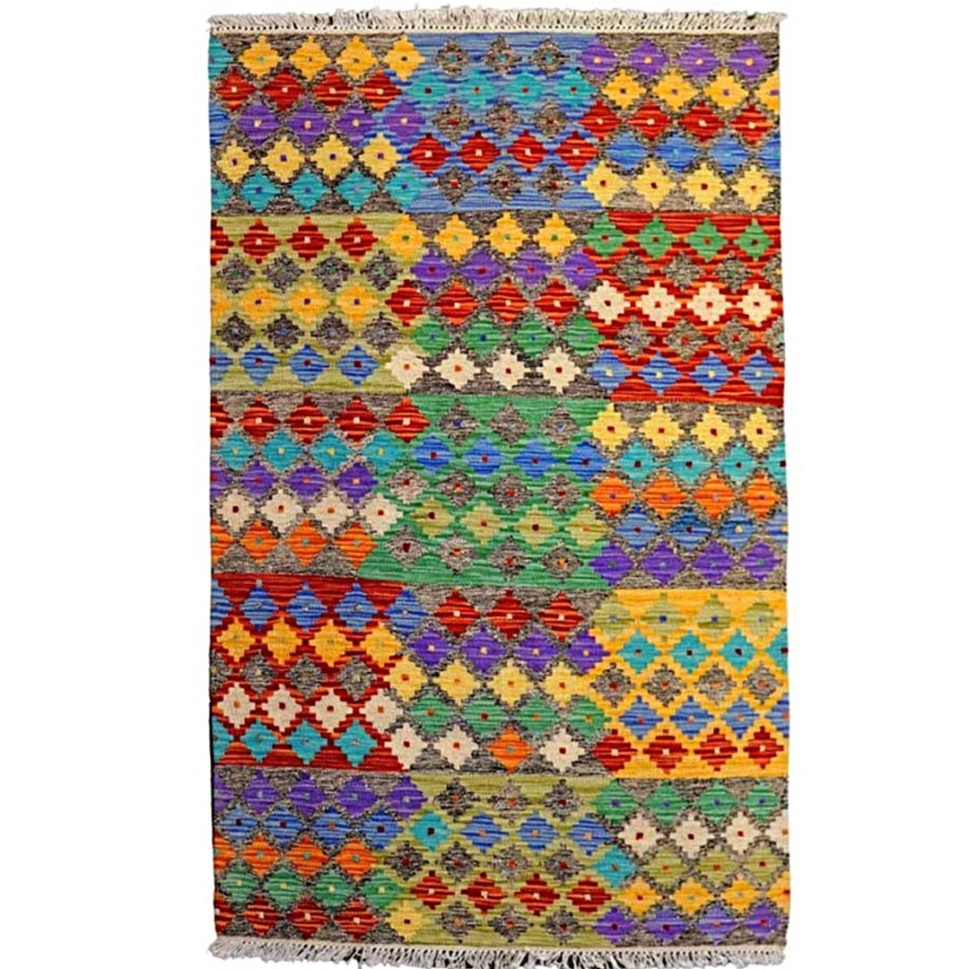 Colourful Bohemian Kilim - Size: 4.11 x 3.3 - Imam Carpets - Online Shop