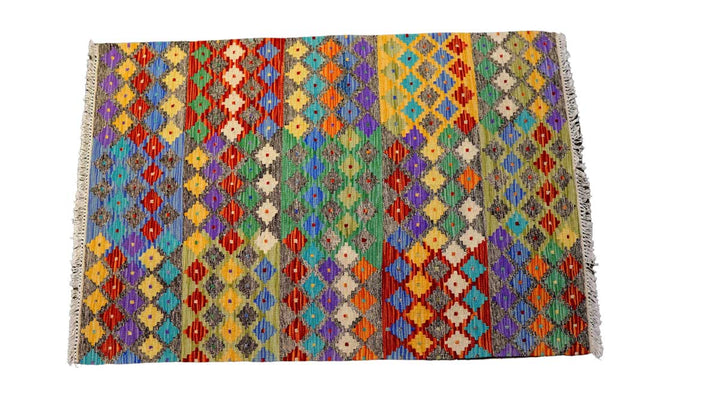 Colourful Bohemian Kilim - Size: 4.11 x 3.3 - Imam Carpets - Online Shop