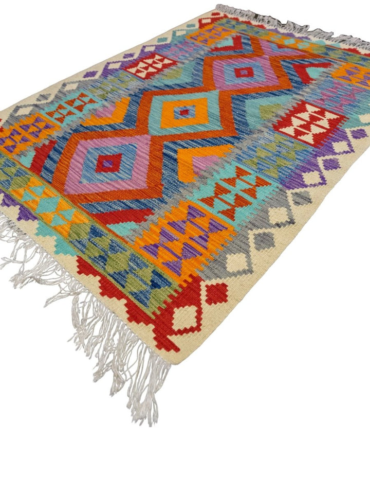 Colourful Bohemian Kilim - Size: 4.8 x 3.5 - Imam Carpets - Online Shop