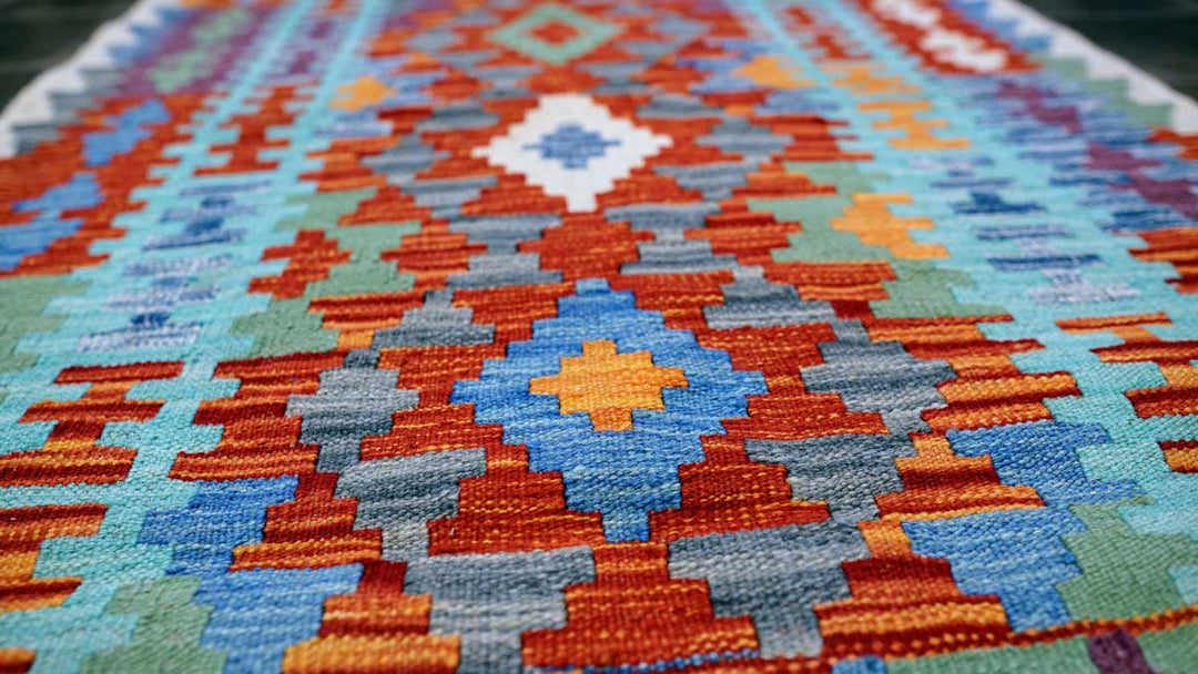 Colourful Bohemian Kilim - Size: 5.0 x 3.2 - Imam Carpets - Online Shop