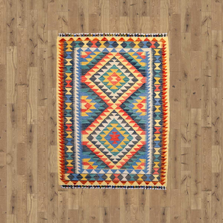 Colourful Bohemian Kilim - Size: 5.1 x 3.5 - Imam Carpets - Online Shop