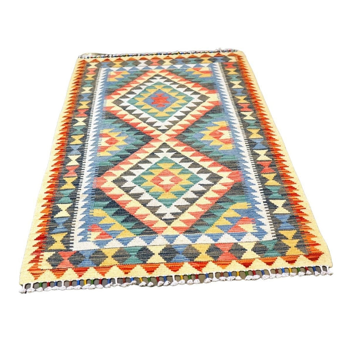 Colourful Bohemian Kilim - Size: 5.1 x 3.5 - Imam Carpets - Online Shop