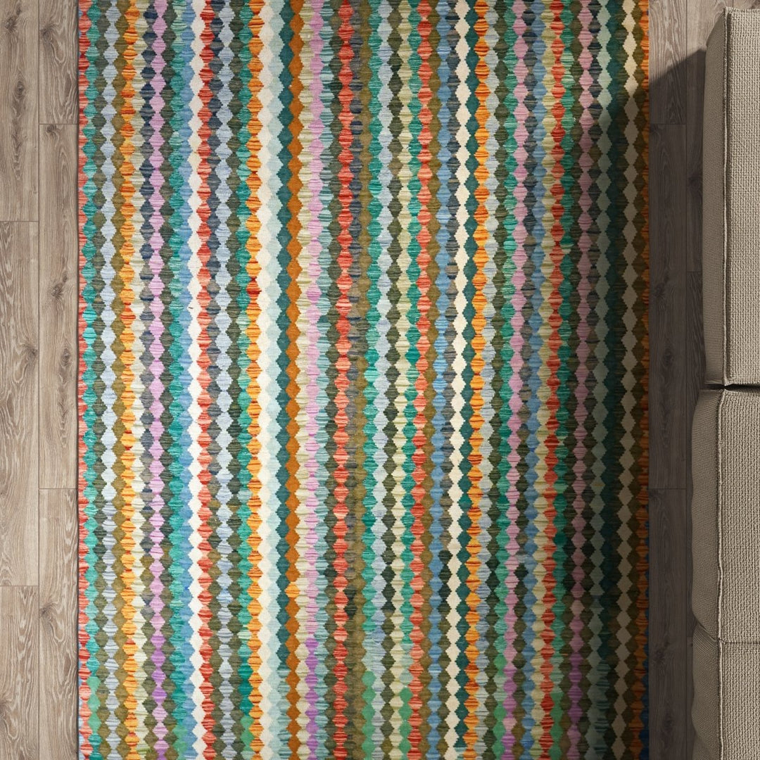 Colourful Bohemian Kilim - Size: 9.5 x 6.8 - Imam Carpets - Online Shop