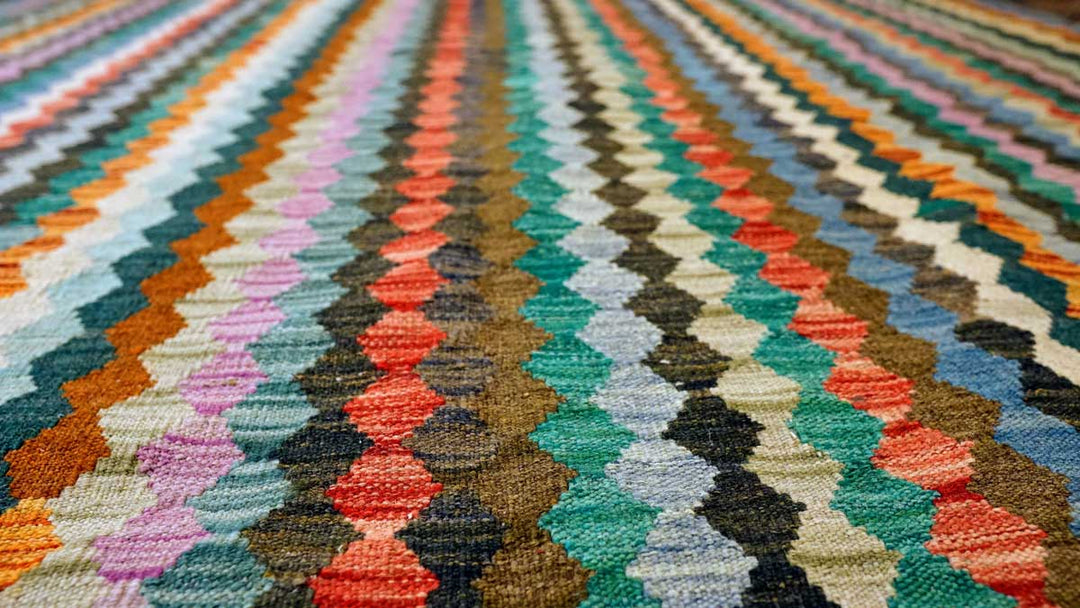 Colourful Bohemian Kilim - Size: 9.5 x 6.8 - Imam Carpets - Online Shop