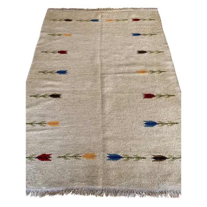 Flower Dhurrie - Size: 6.4 x 4.6 - Imam Carpets - Online Shop