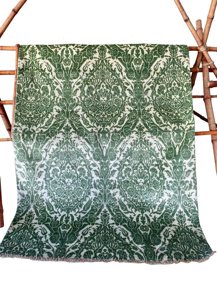 Green Wrought Trellis Silk Rug - Size: 8.3 x 5.3 - Imam Carpets - Online Shop