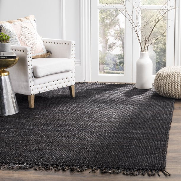 Natural Black Braided Jute Rug - Size: 8.7 x 5.1 - Imam Carpets Online Store