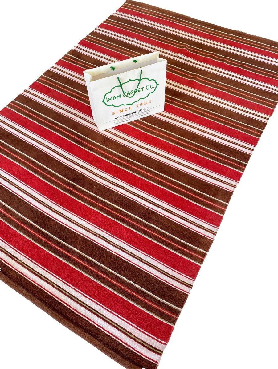 Red Stripe Rug - Size: 7.3 x 4.9 - Imam Carpets Online Store