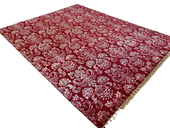 Red Wrought Trellis Silk Rug - Size: 9.11 x 8 - Imam Carpets - Online Shop