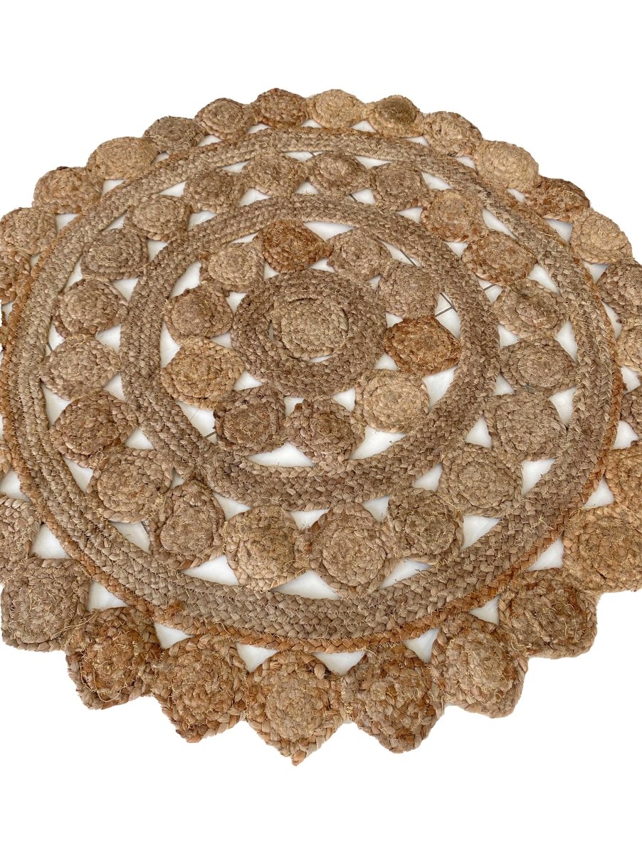 Round Jute Rug - Size: 3' 7" - Imam Carpets Online Store